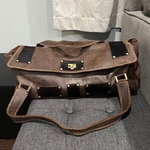 Lambertson Truex Dark Brown Satchel Handbag